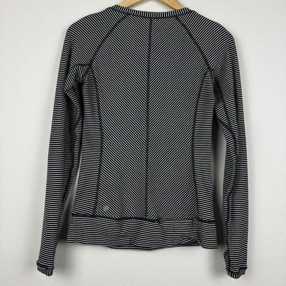 Lululemon Long Sleeve Shirt Women's Size 4 Race Your Pace Pique Black Running - Picture 4 of 7